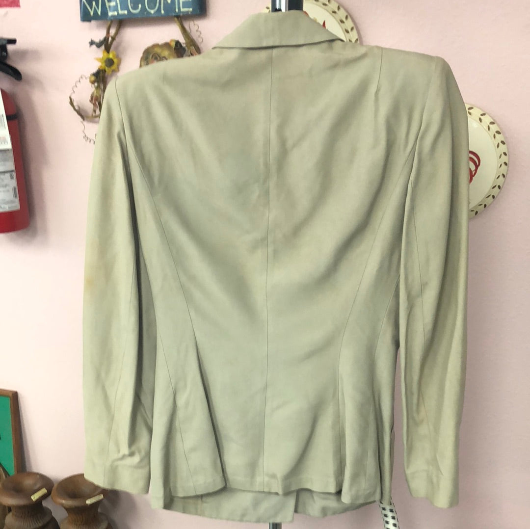 Khaki fitted Rayon Blazer