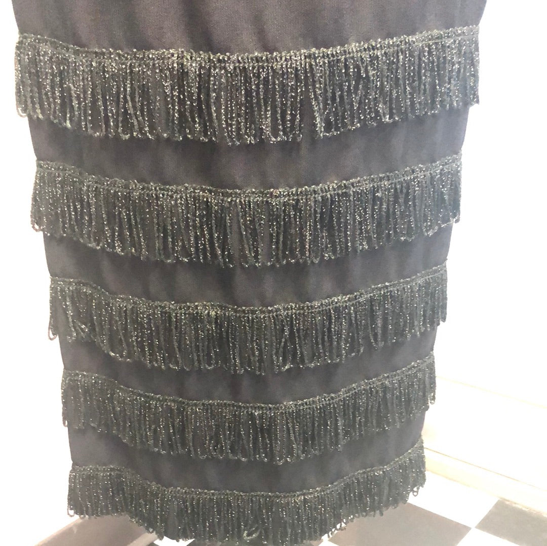 Black Shiny Fringe Dress