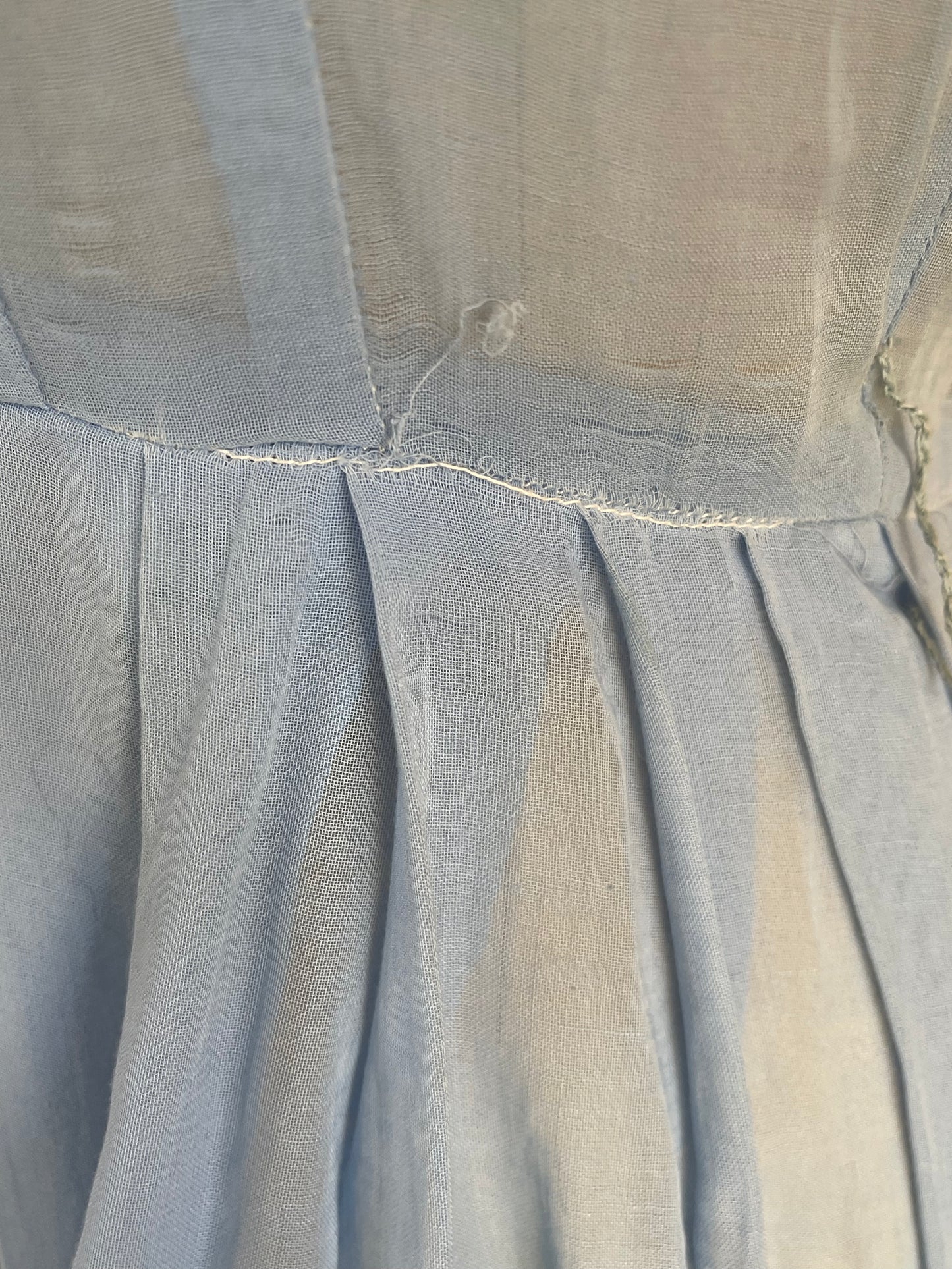 Blue Pleated Sheer Day Dress