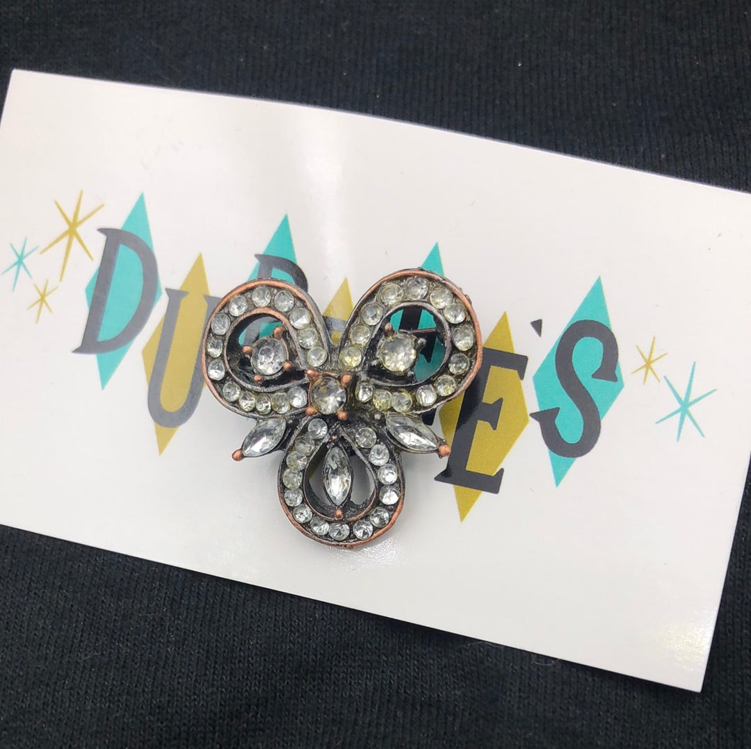 Gold & rhinestone brooch