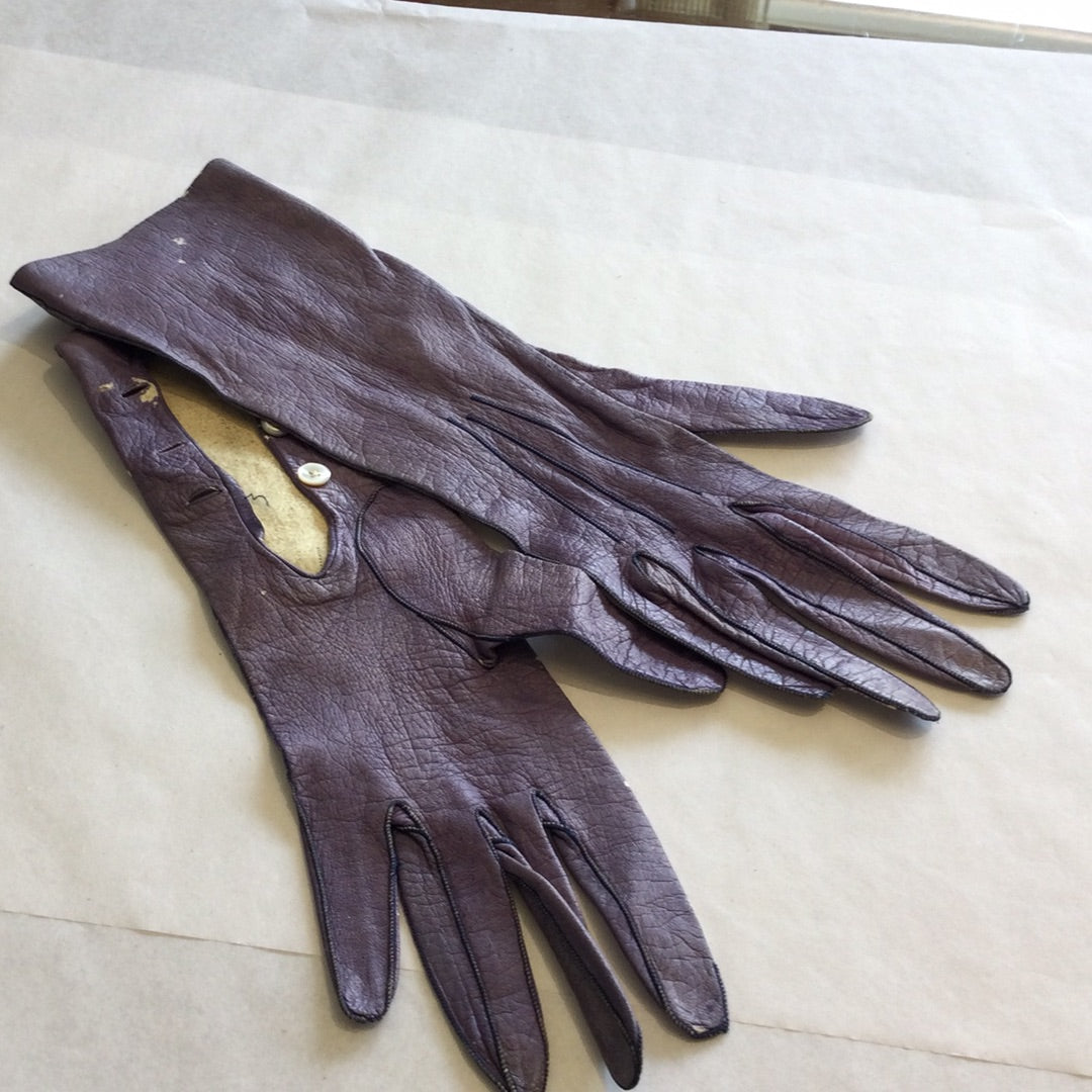 Purple leather gloves