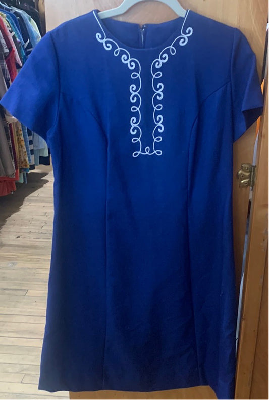 Navy Blue Embroidered Dress