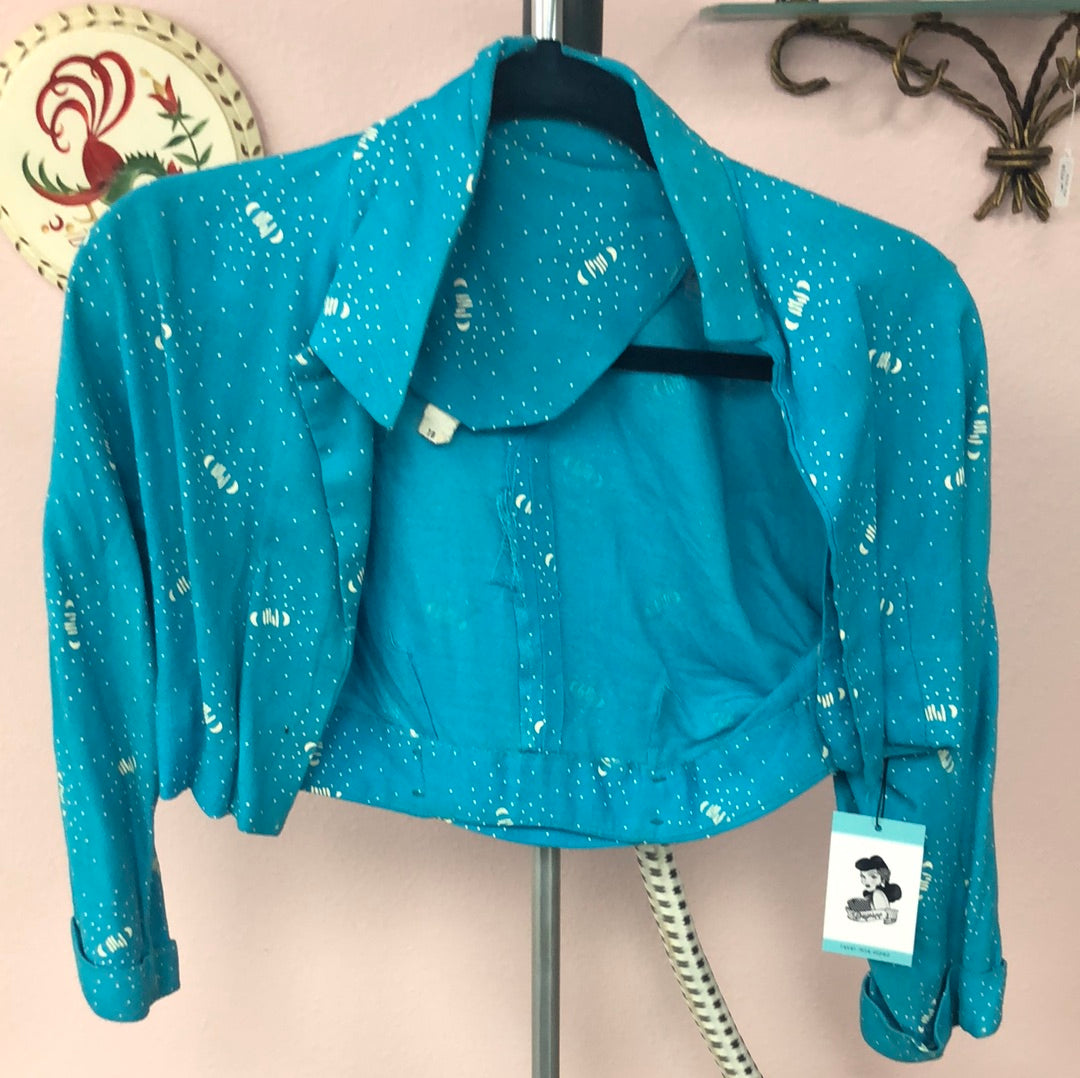 Blue Cropped Bolero Jacket