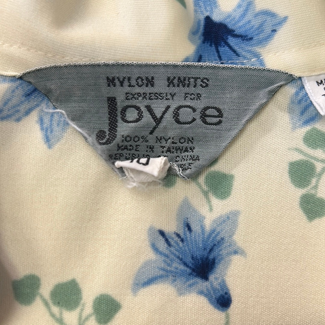 70s Pastel Yellow Floral Blouse