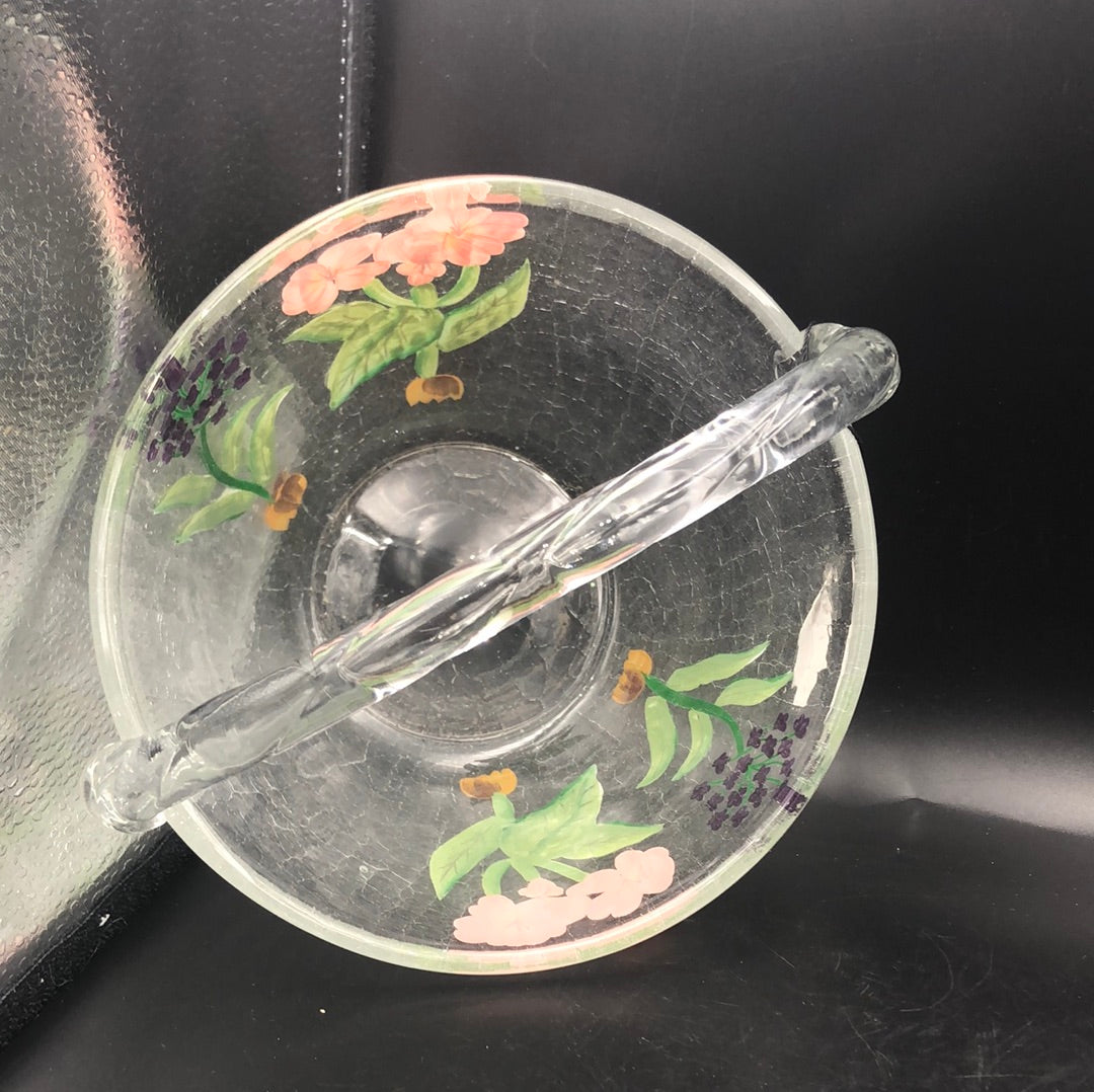Glass Bucket with Hand Painted Floral design
