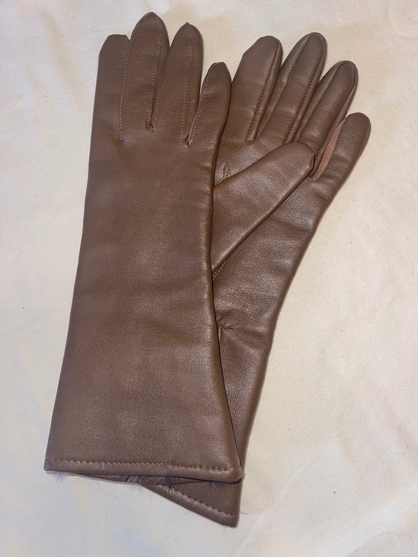 Faux Leather Rabbit Lined Gloves