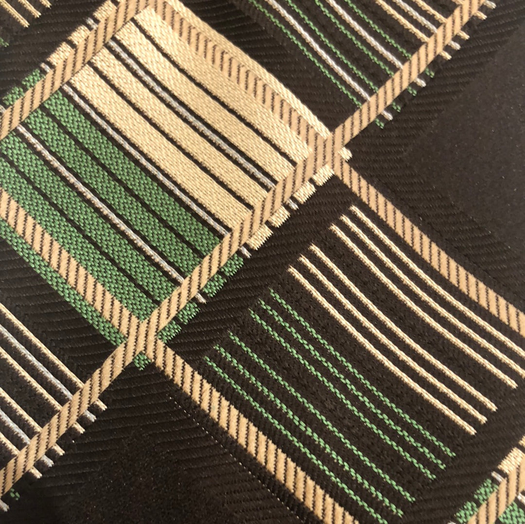 Green and brown plaid tie