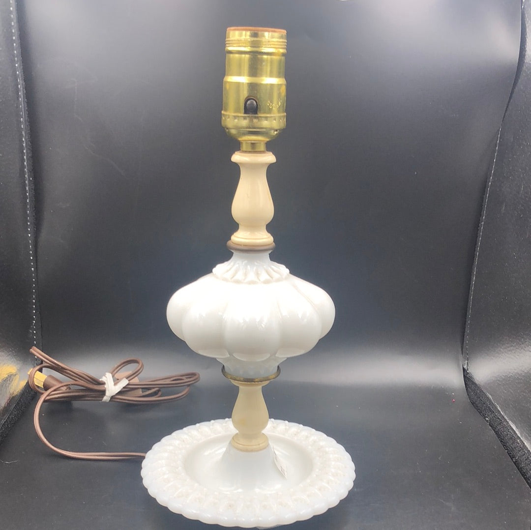 White Milk Glass Electric Lamp