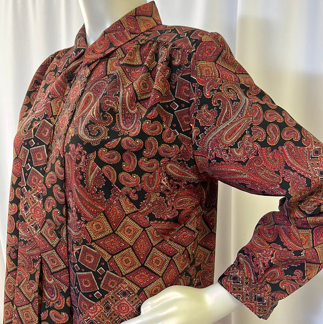 80s Longsleeve Paisley Blouse