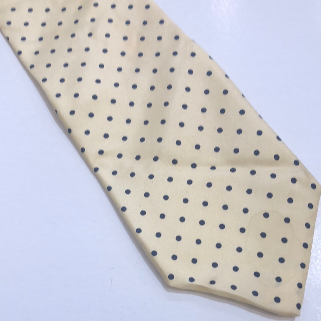 Ivory tie with Blue Polka Dots