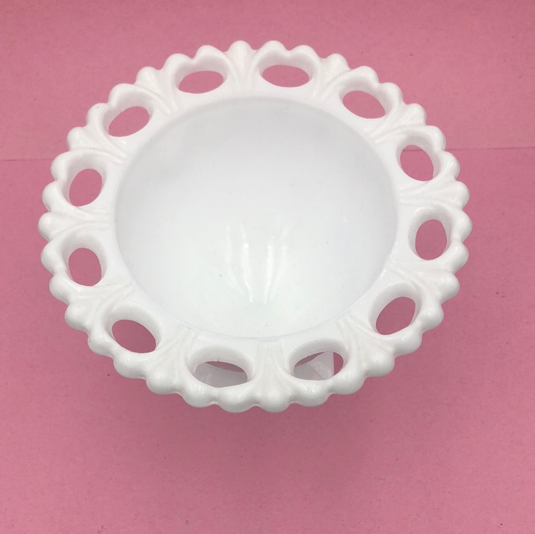White Milk Glass Pedestal Bowl