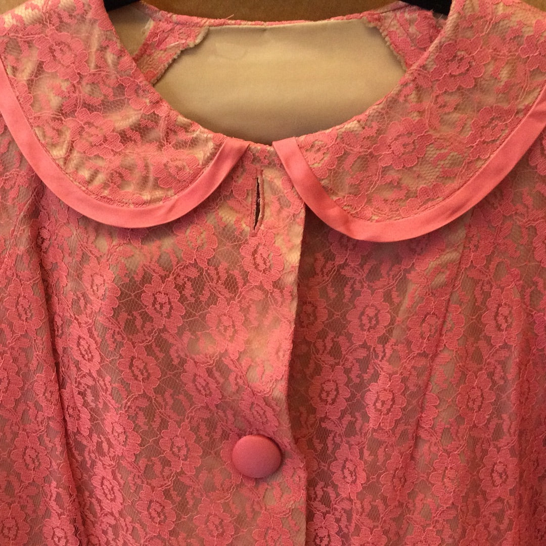 60s Vibrant Pink Lace Coat