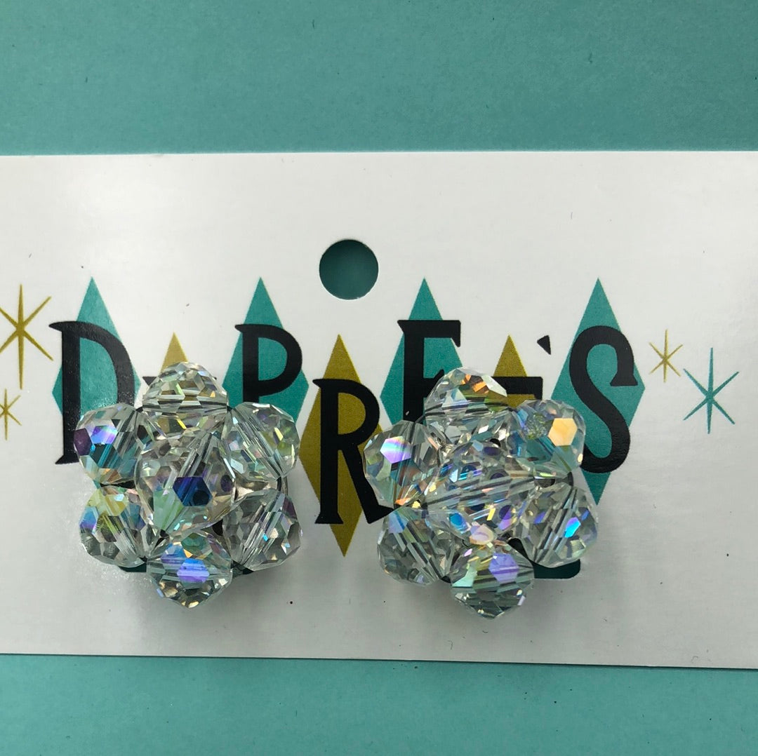 Aurora Borealis crystal bead cluster clip on