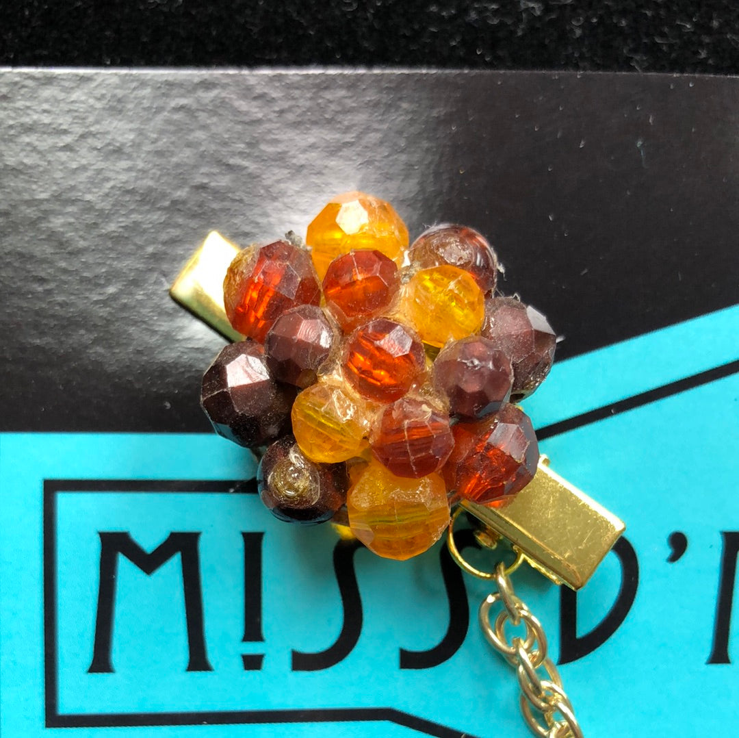 Sweater Clip - Brown/Amber bead cluster