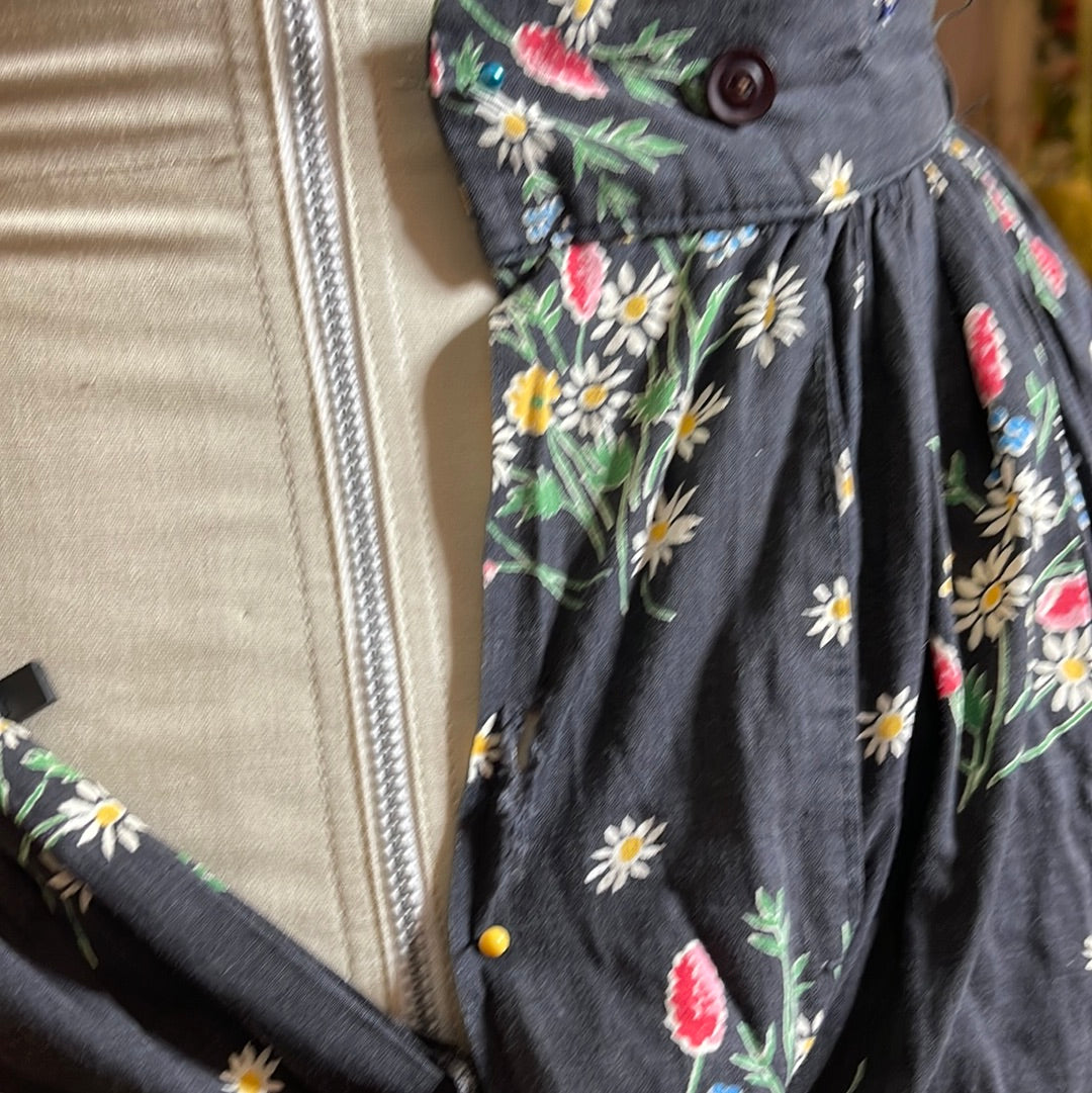 Vintage Dark Floral Skirt
