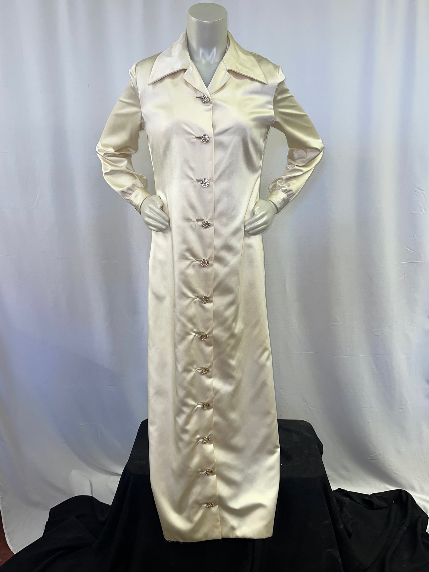 Ivory Satin Shirt Dress
