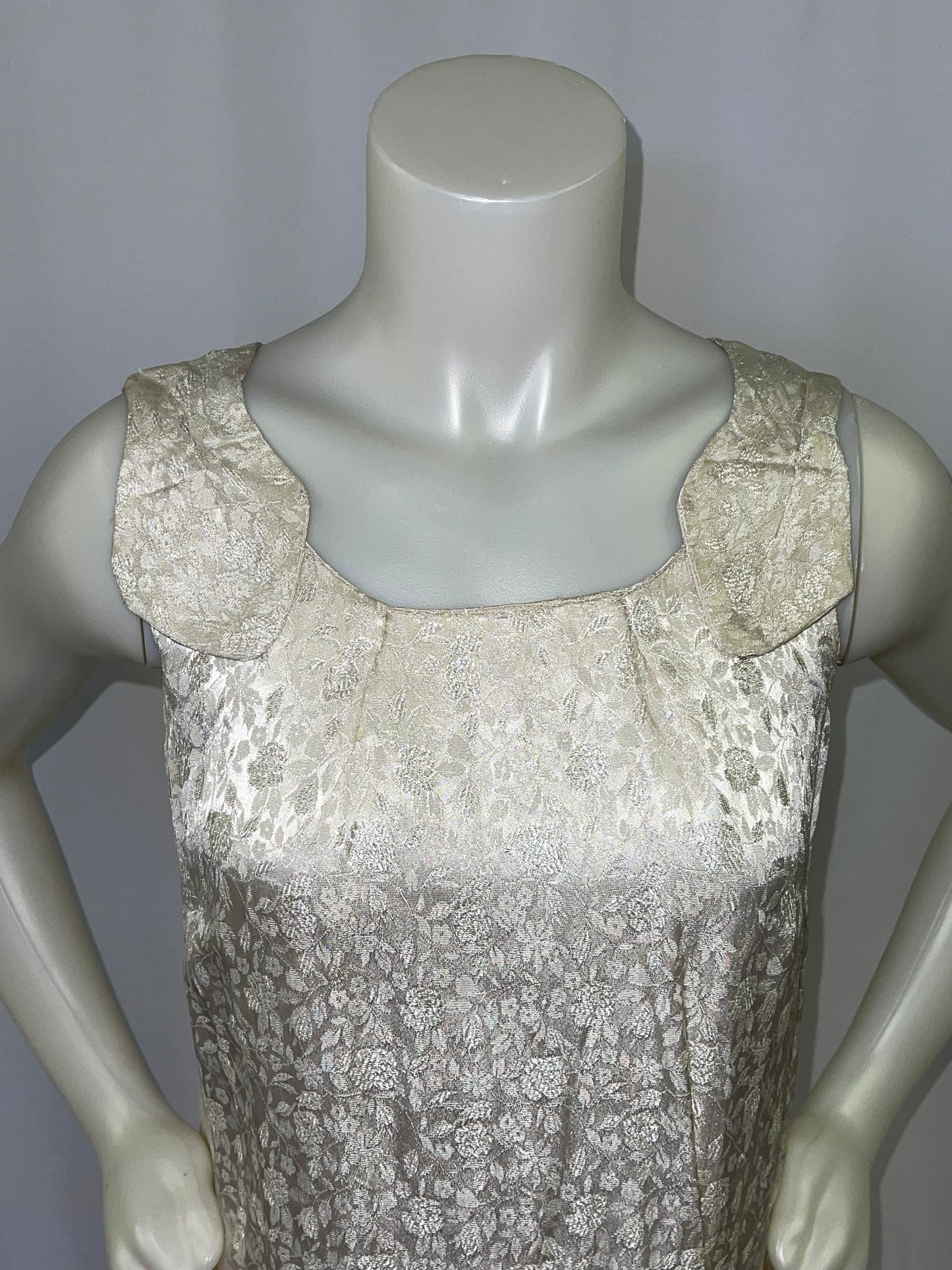 Ivory Brocade Full Length Dress