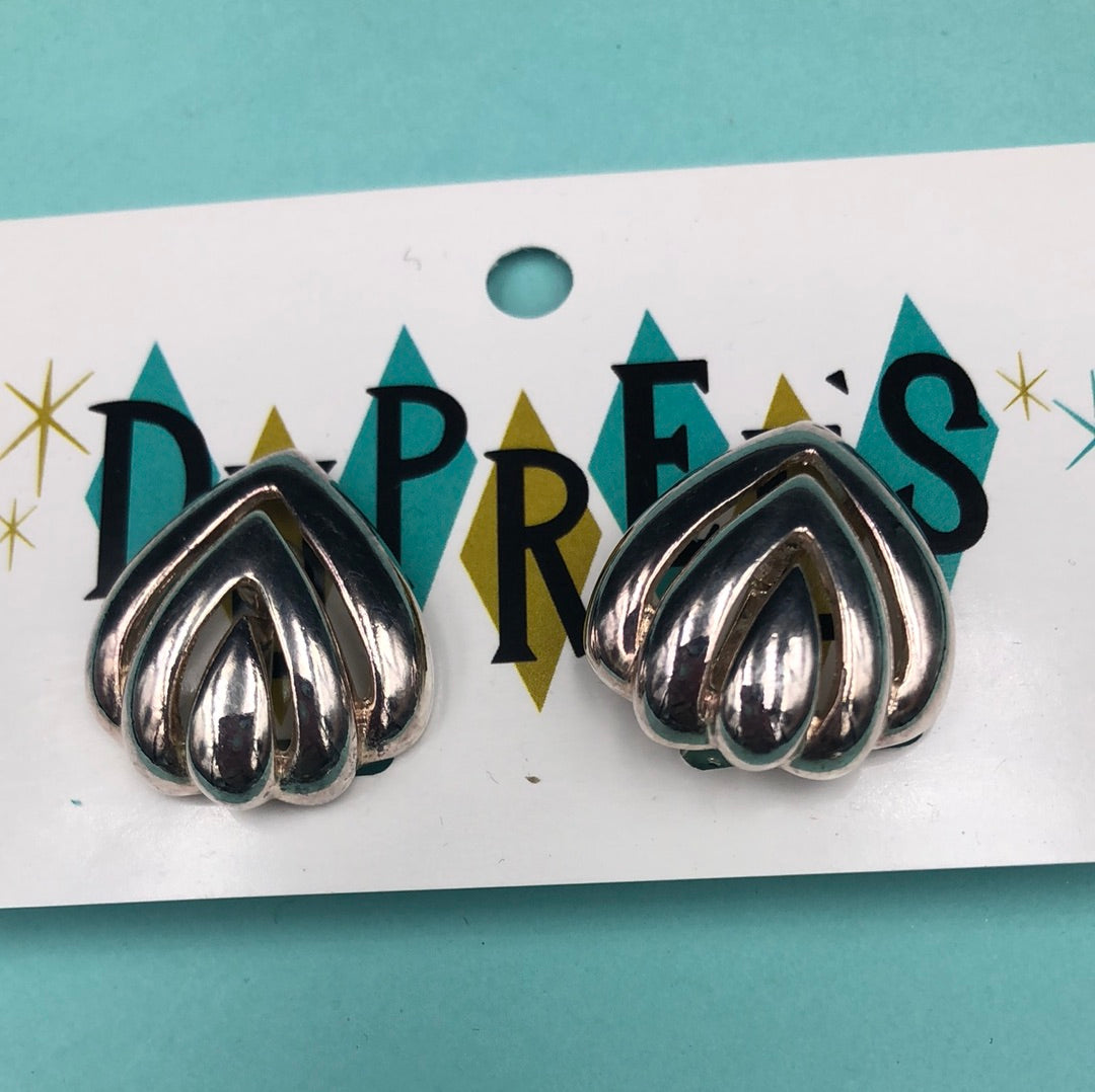 Silver Tear Drop Shaped clip on earring