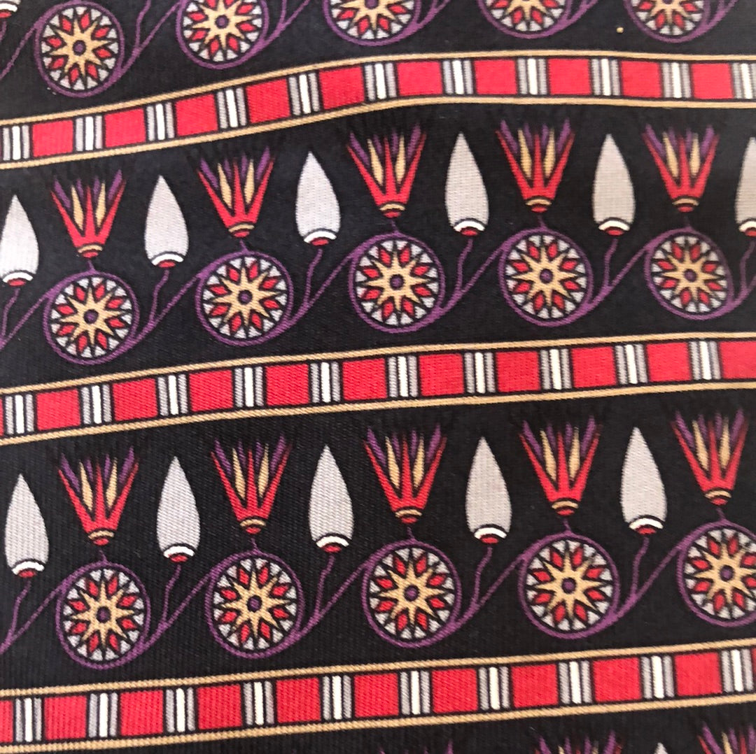 Navy Blue tie with red and grey design