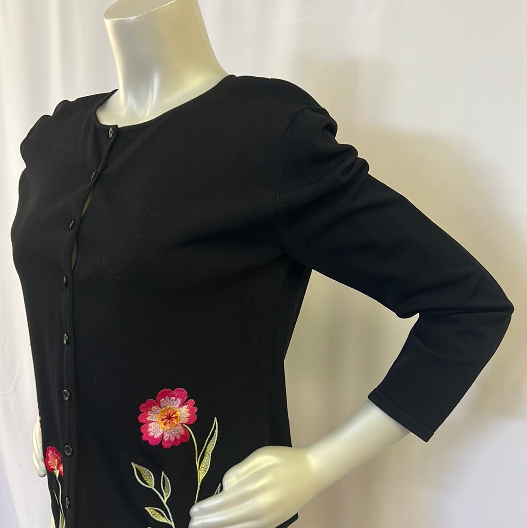 Black Floral Cardigan