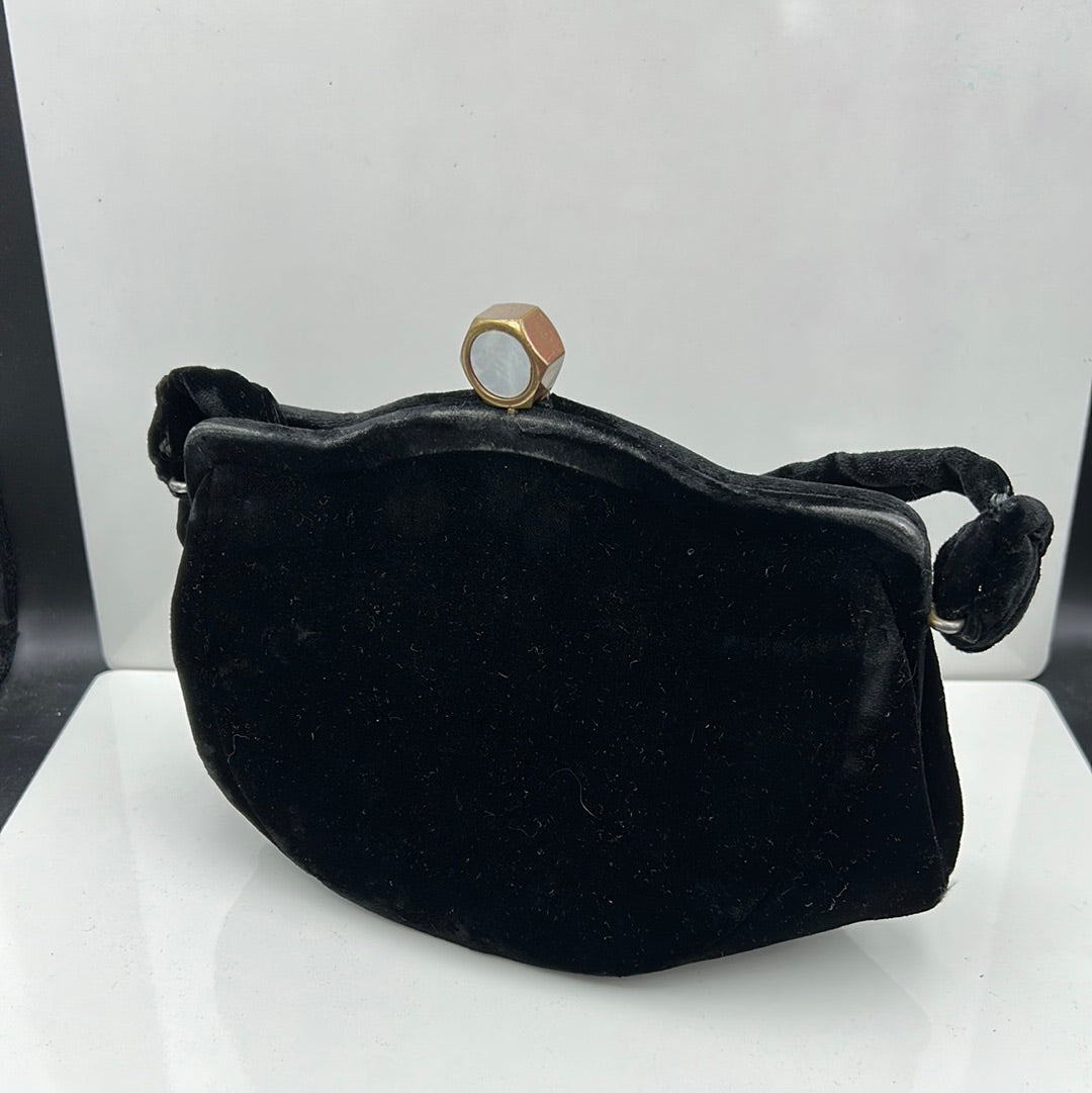 Vintage Black Velvet Handbag