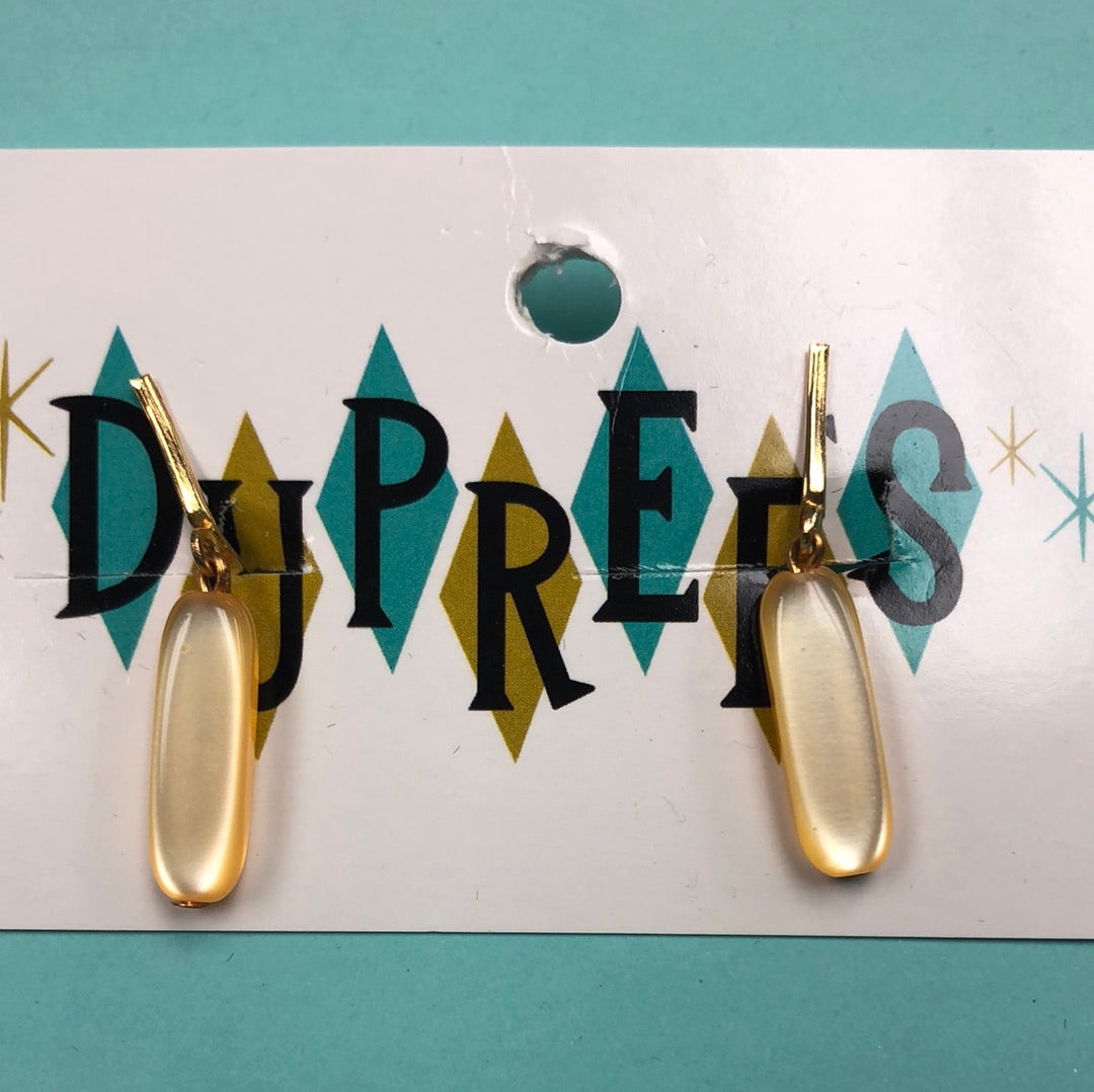 Yellow oblong dangle clip on earring