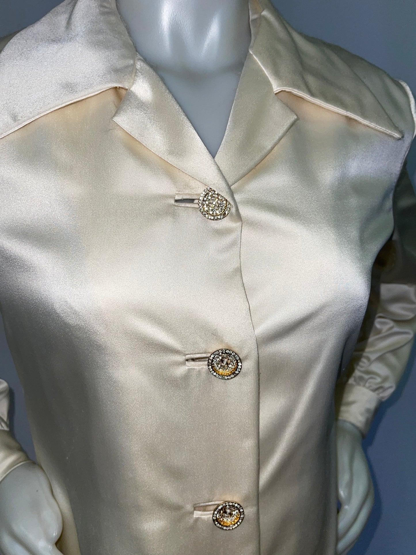 Ivory Satin Shirt Dress