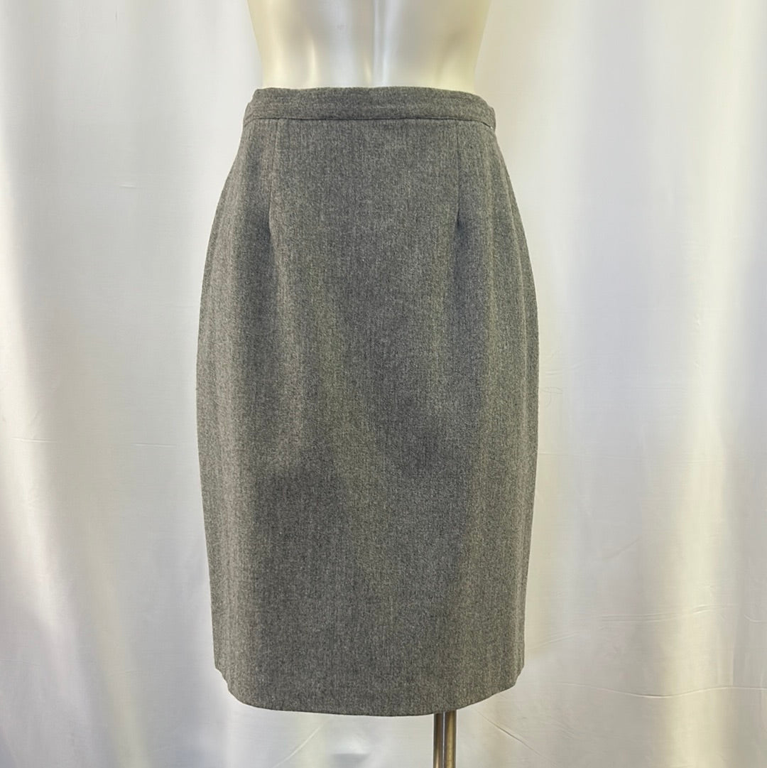 Grey Straight Wool Skirt