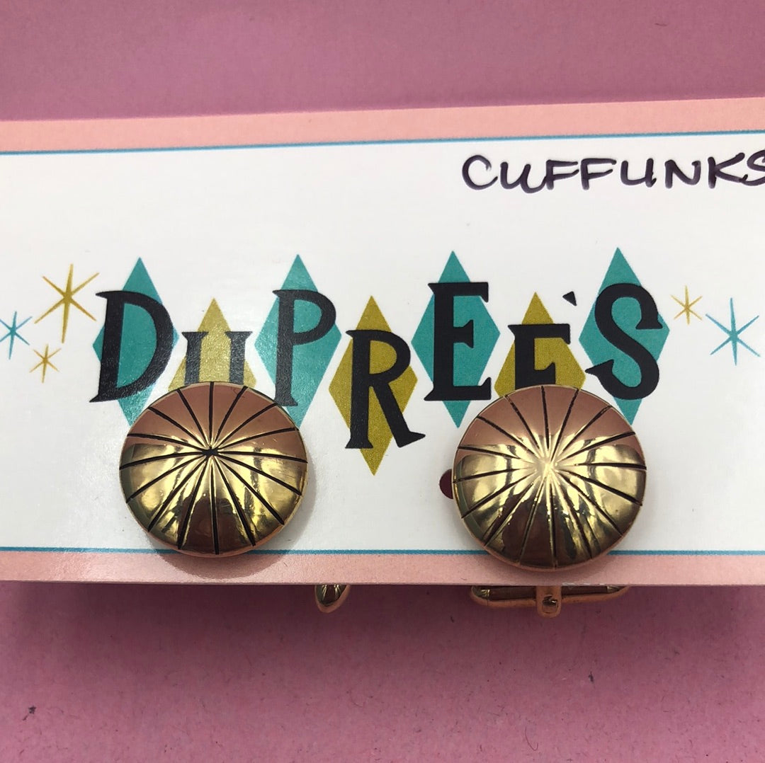 Gold round cuff links