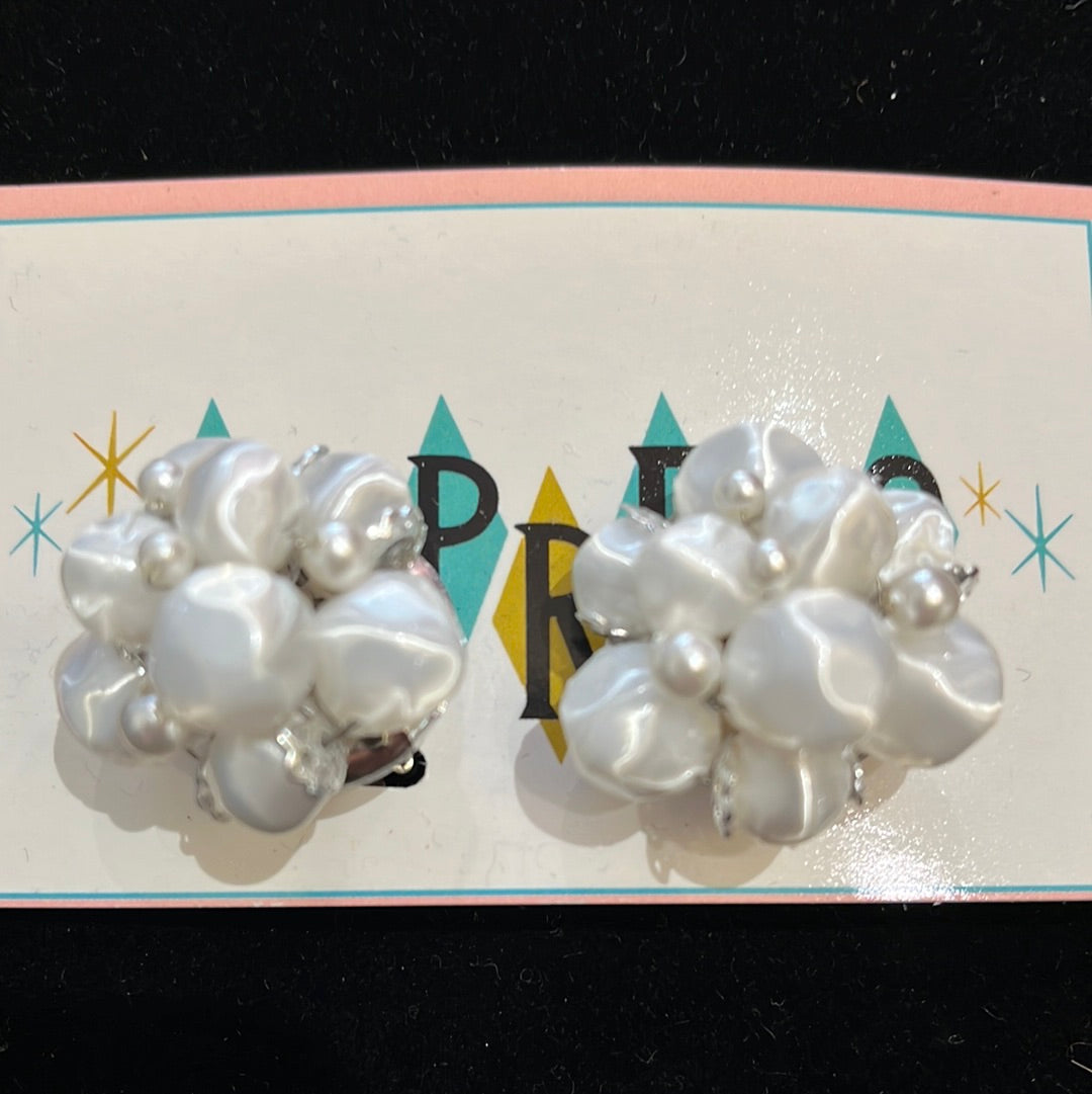 White and Silver bead cluster clip on