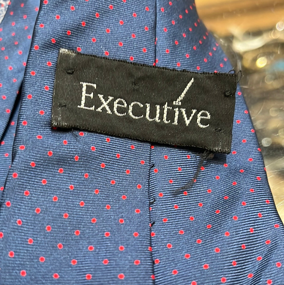 Navy Blue tie with Red polka dots