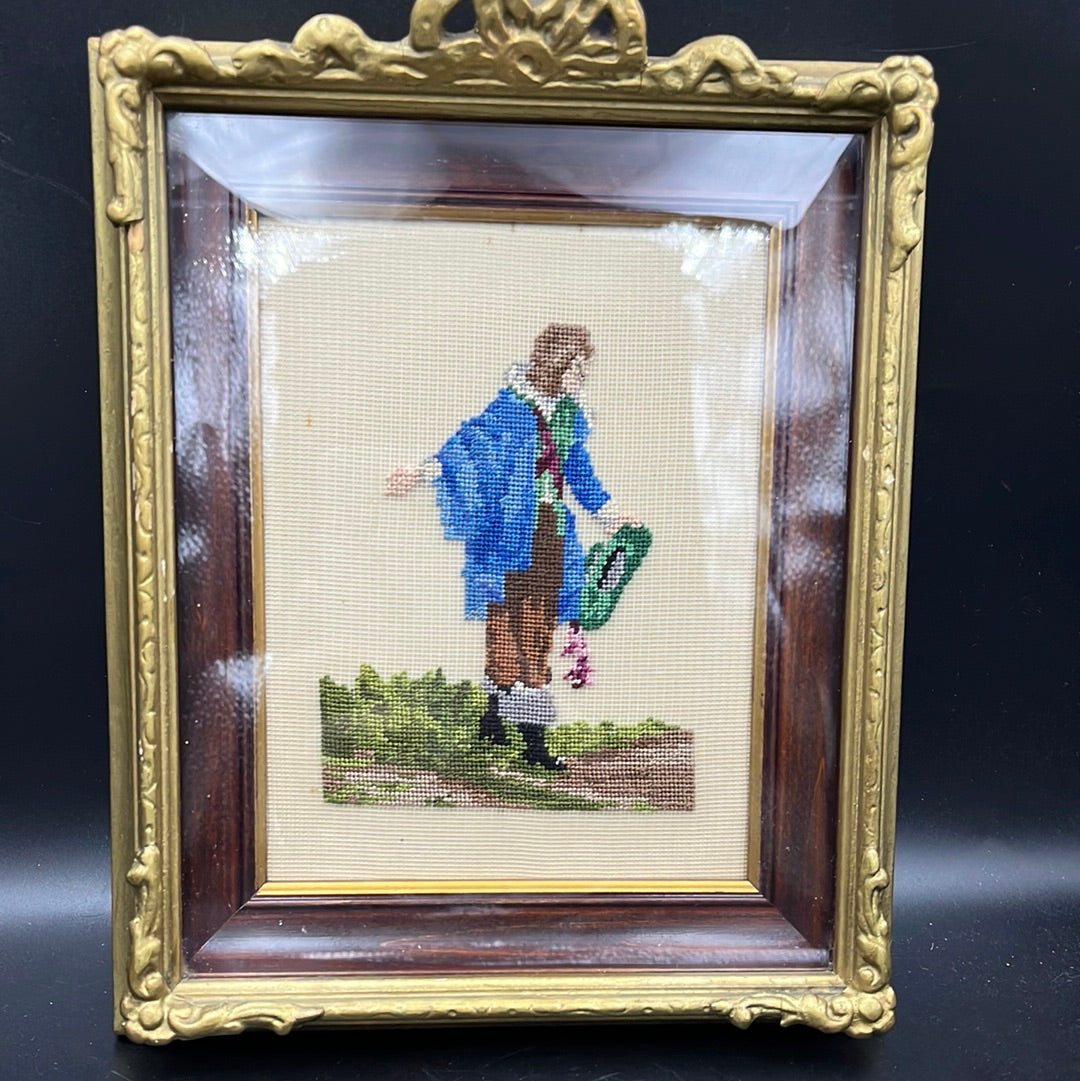 Set of 2 framed cross-stitch