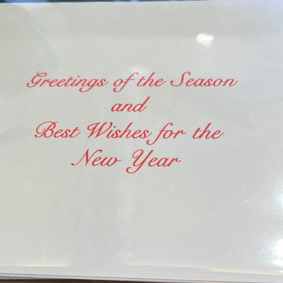 Winter horse drawn carriage scene holiday card 4 pack