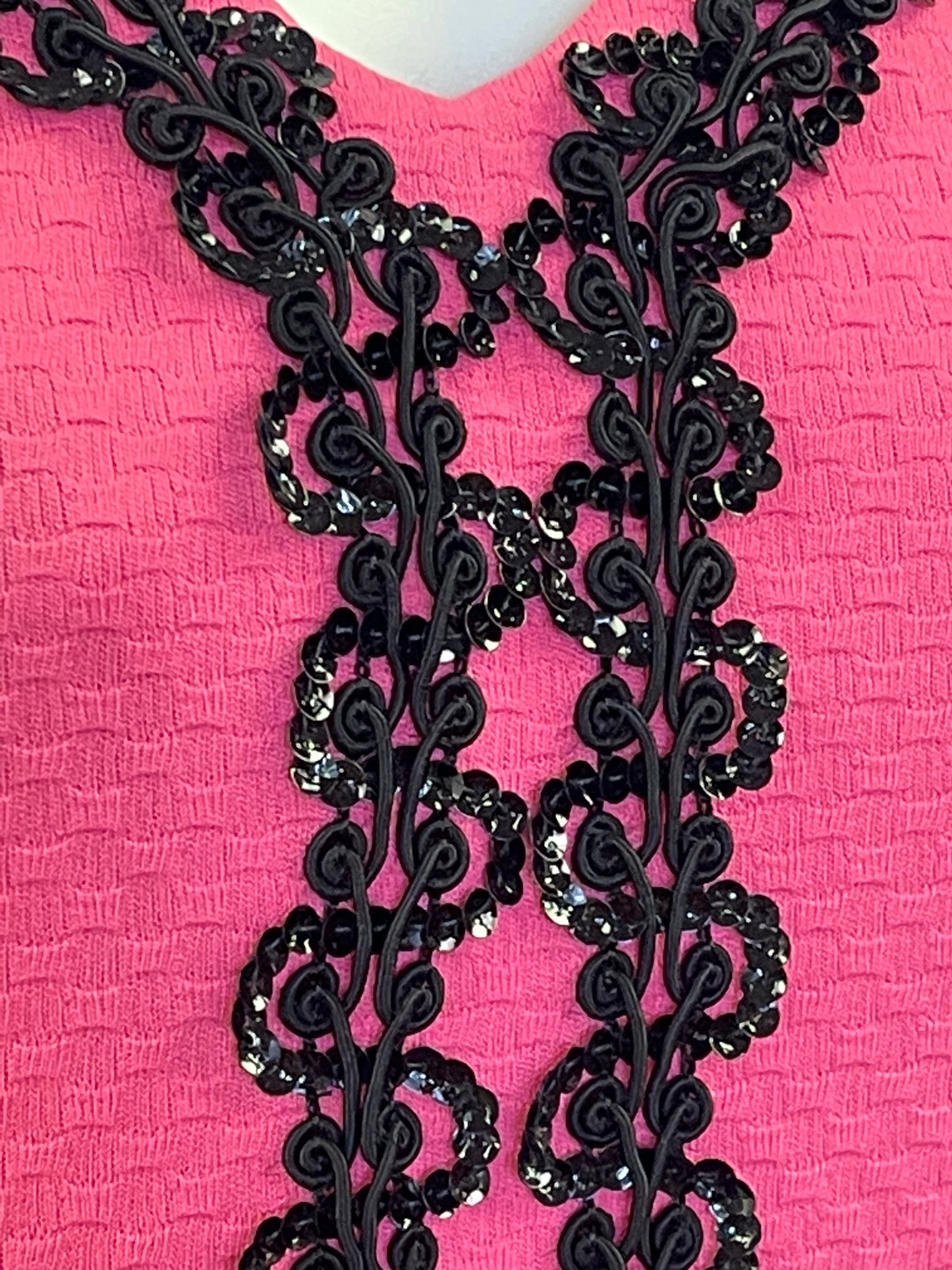 70s Hot Pink & Black Maxi Dress