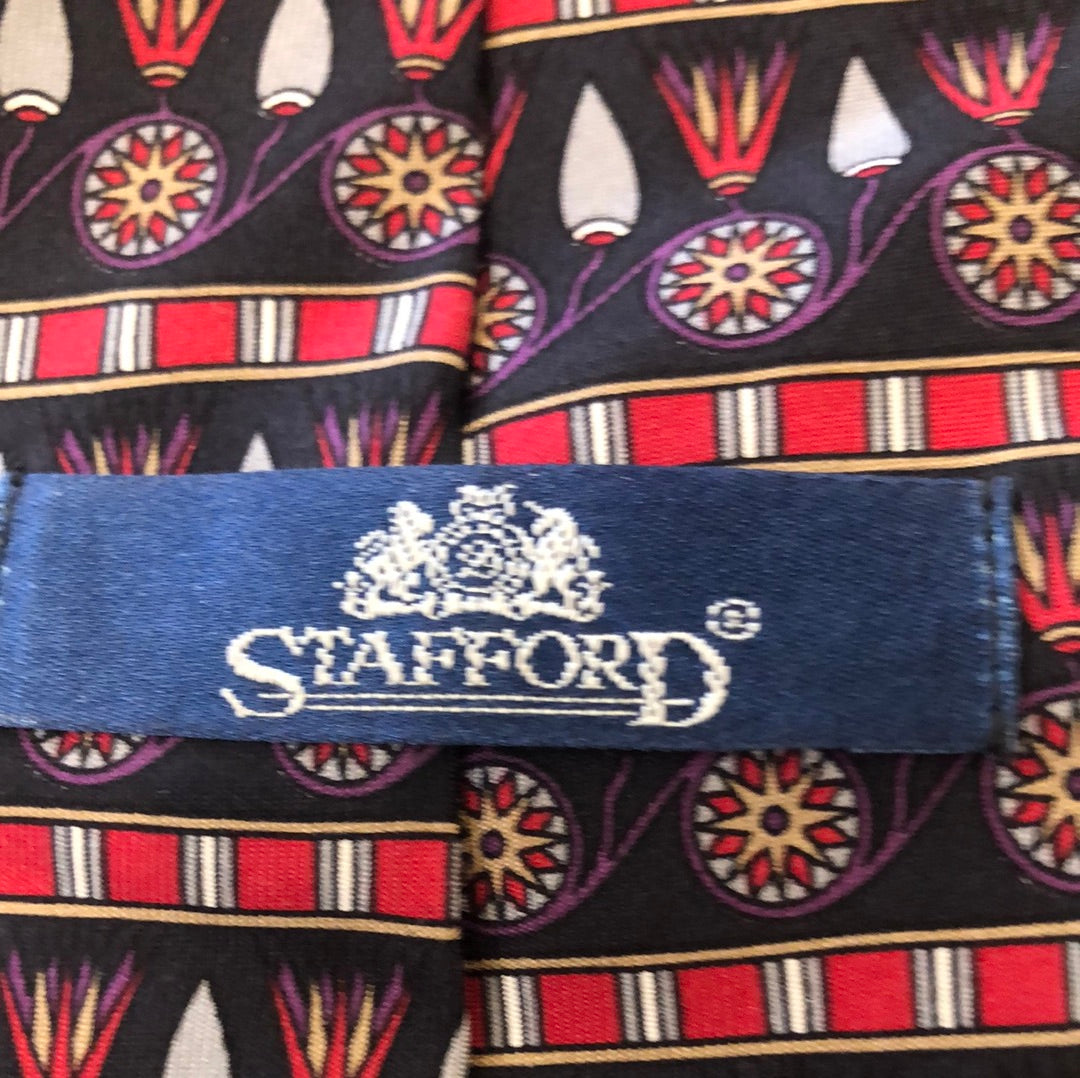 Navy Blue tie with red and grey design