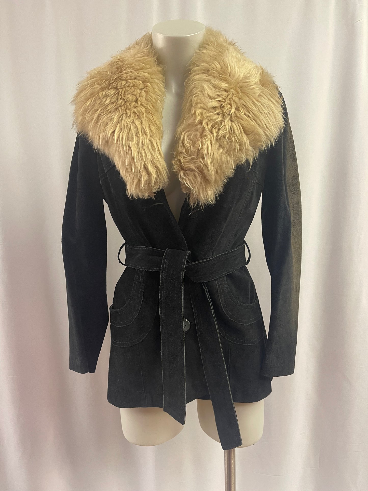 70s Suede Jacket with Faux Fur Collar