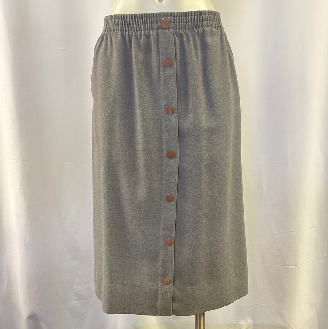 Gray Faux Button-Up Skirt