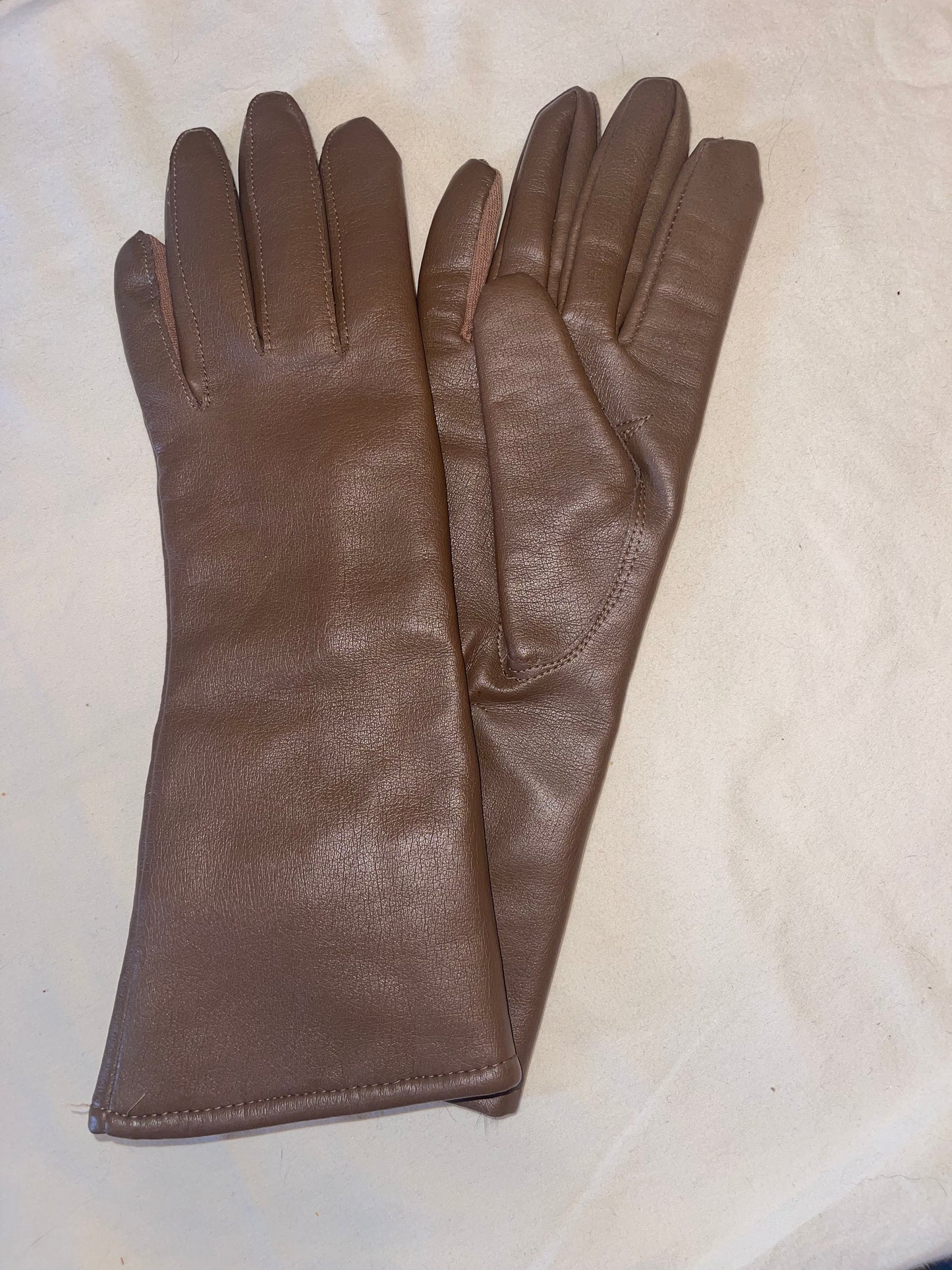 Faux Leather Rabbit Lined Gloves