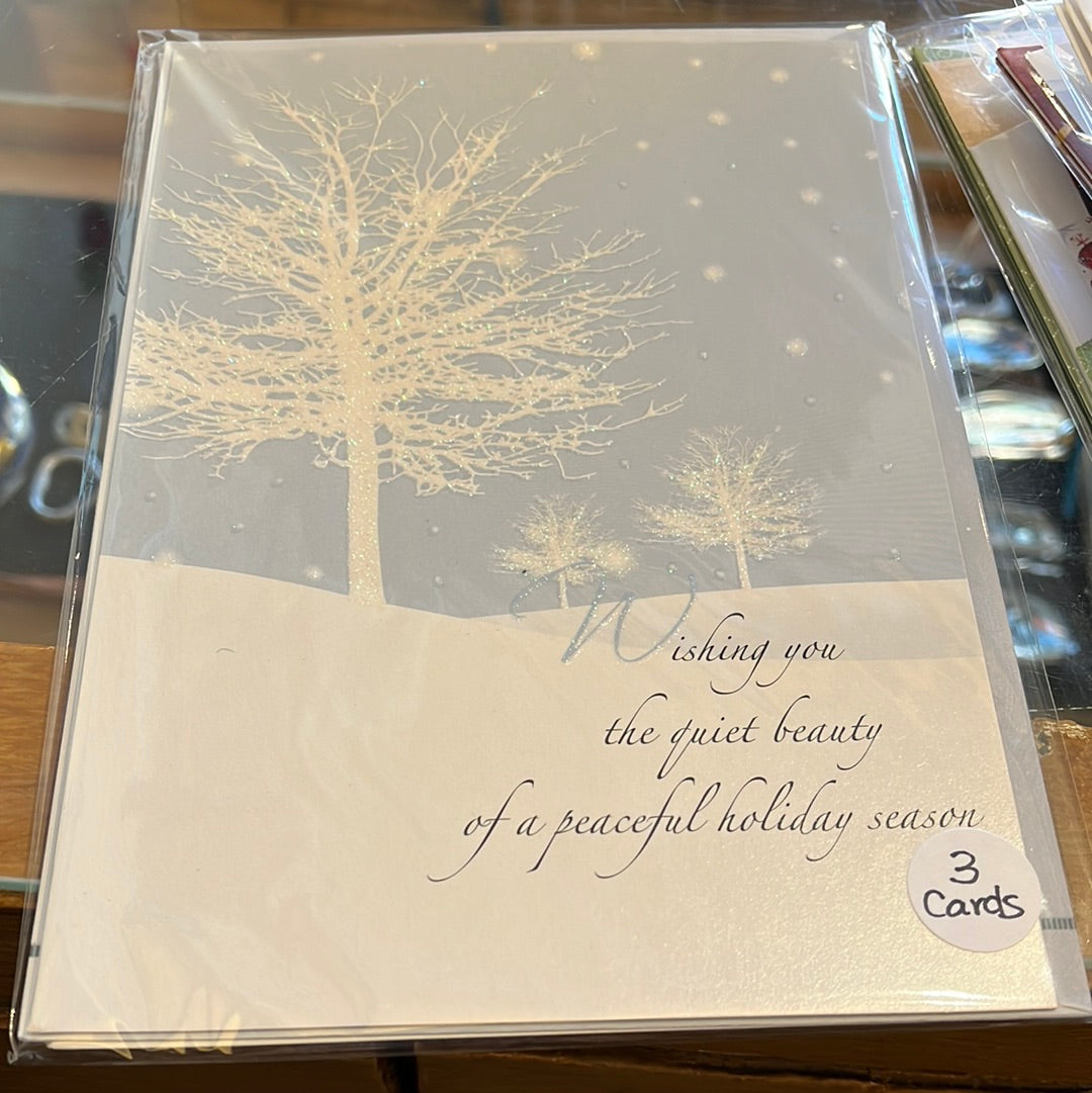 Blue sparkly holiday card 3 pack