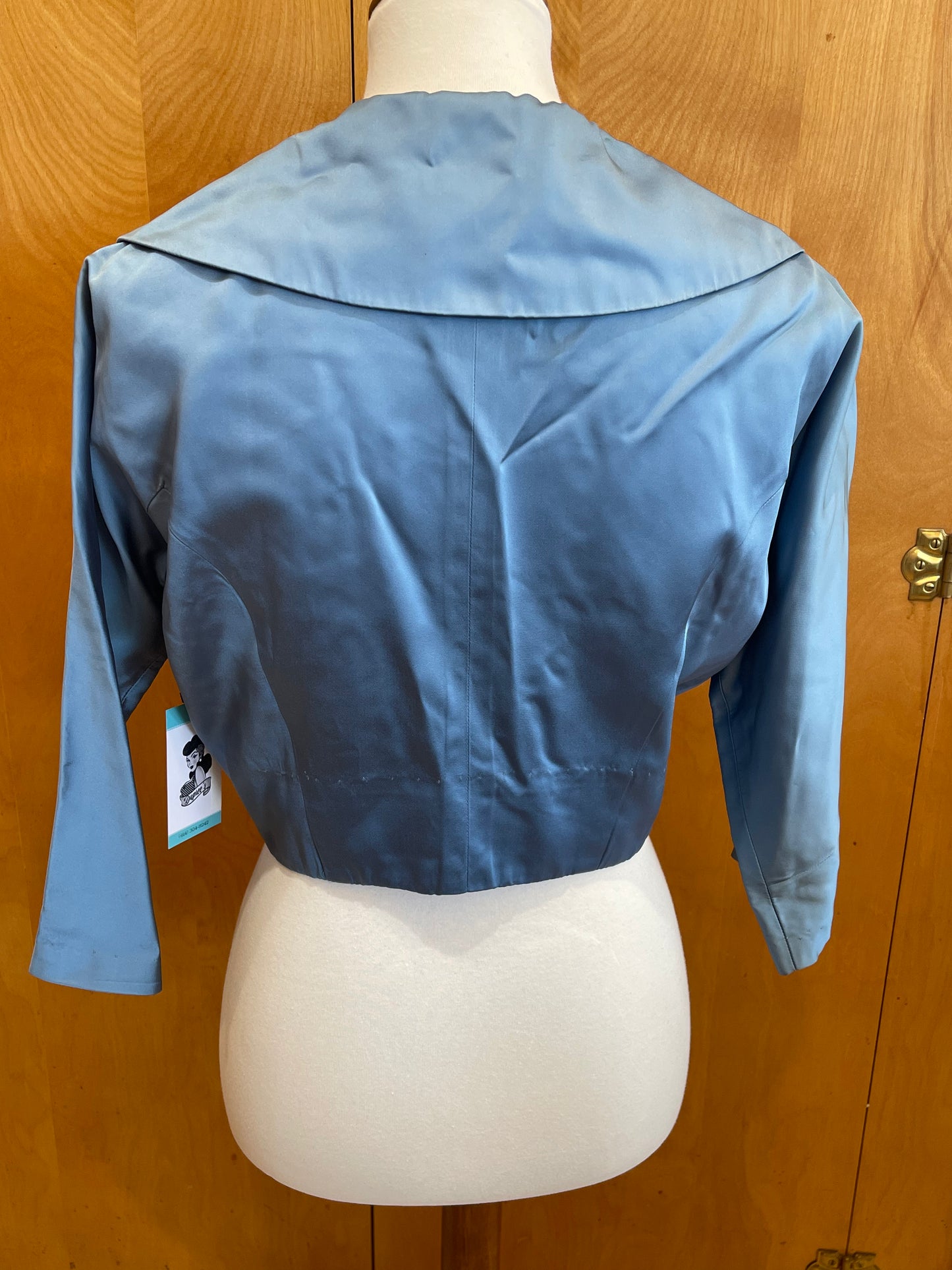 Blue satin cropped jacket