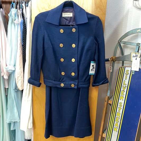 Navy Knit Skirt Suit