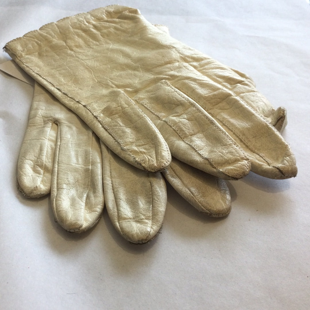 White leather gloves
