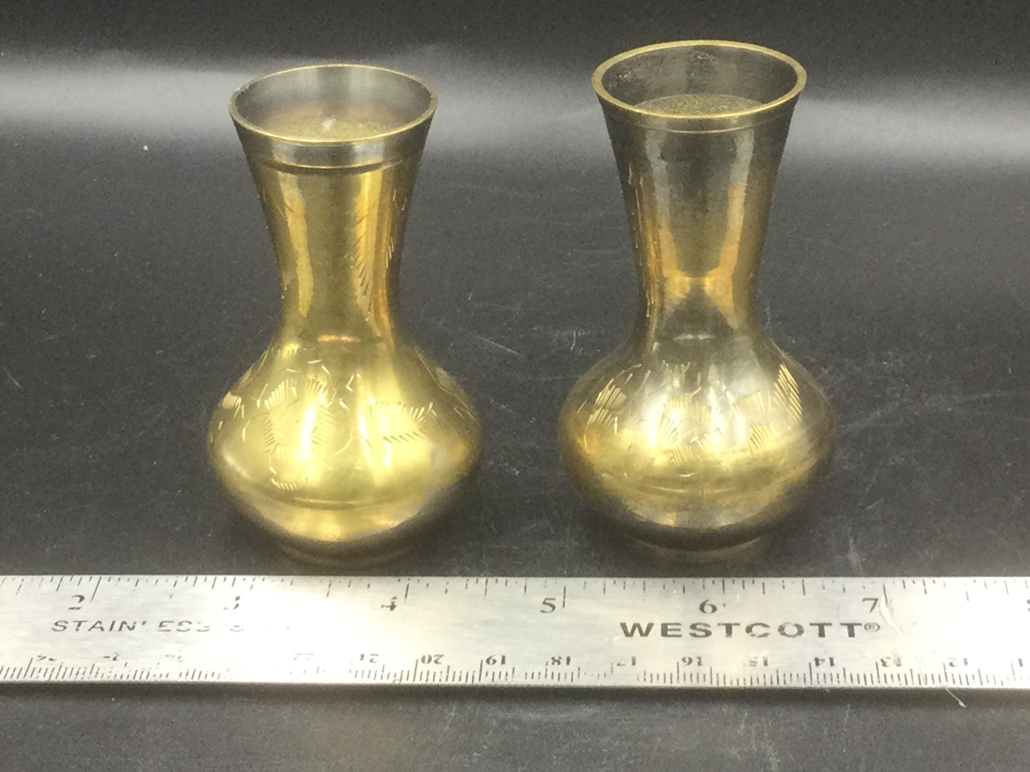 Set of 2 Brass Bud Vases