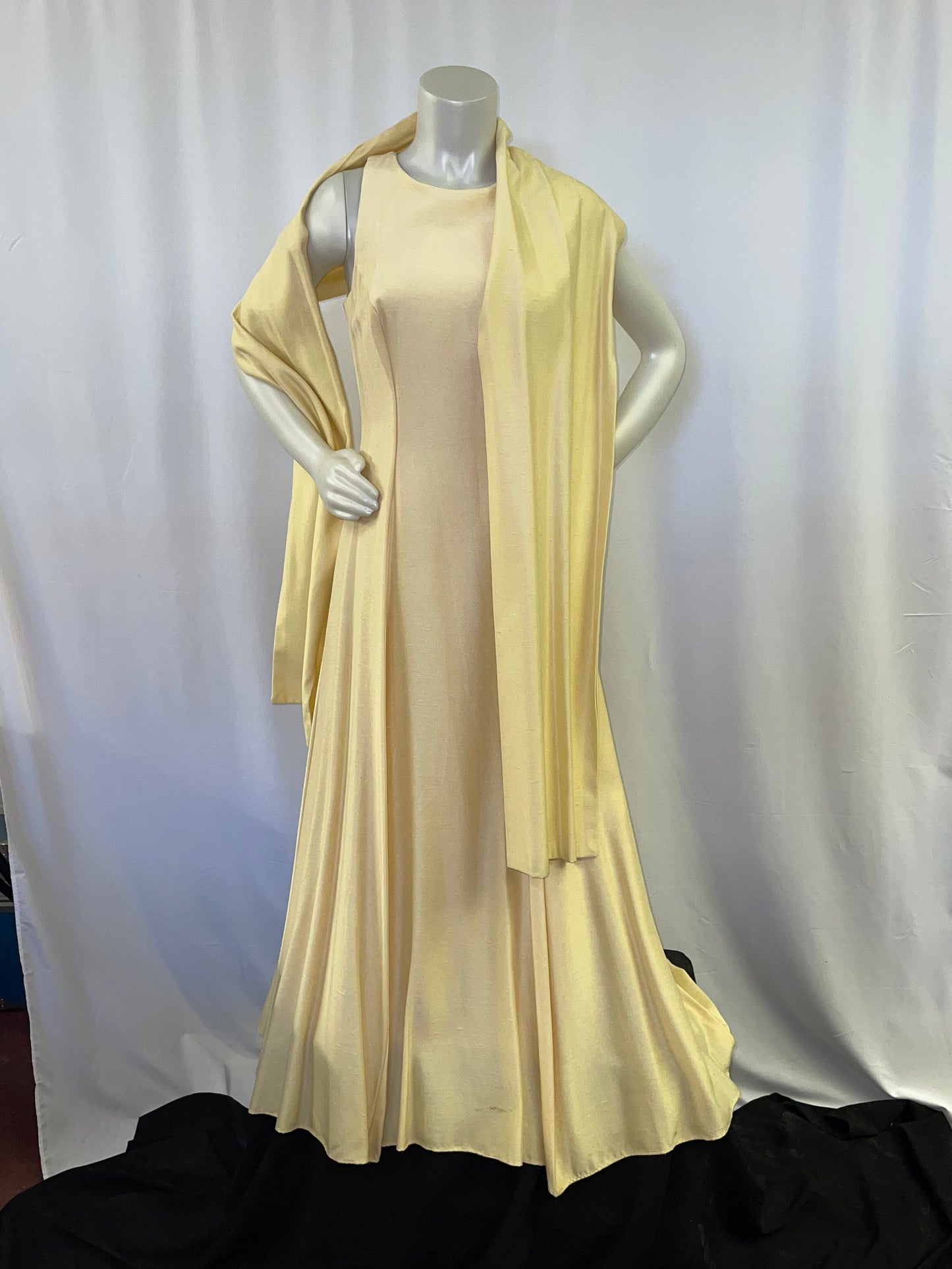 Butter Yellow Raw Silk Full Length Gown
