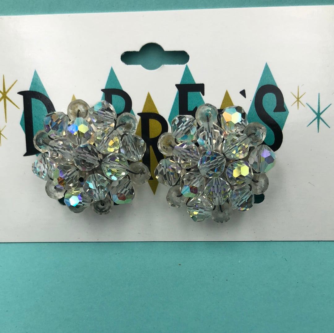 Round Aurora Borealis Crystal clip on