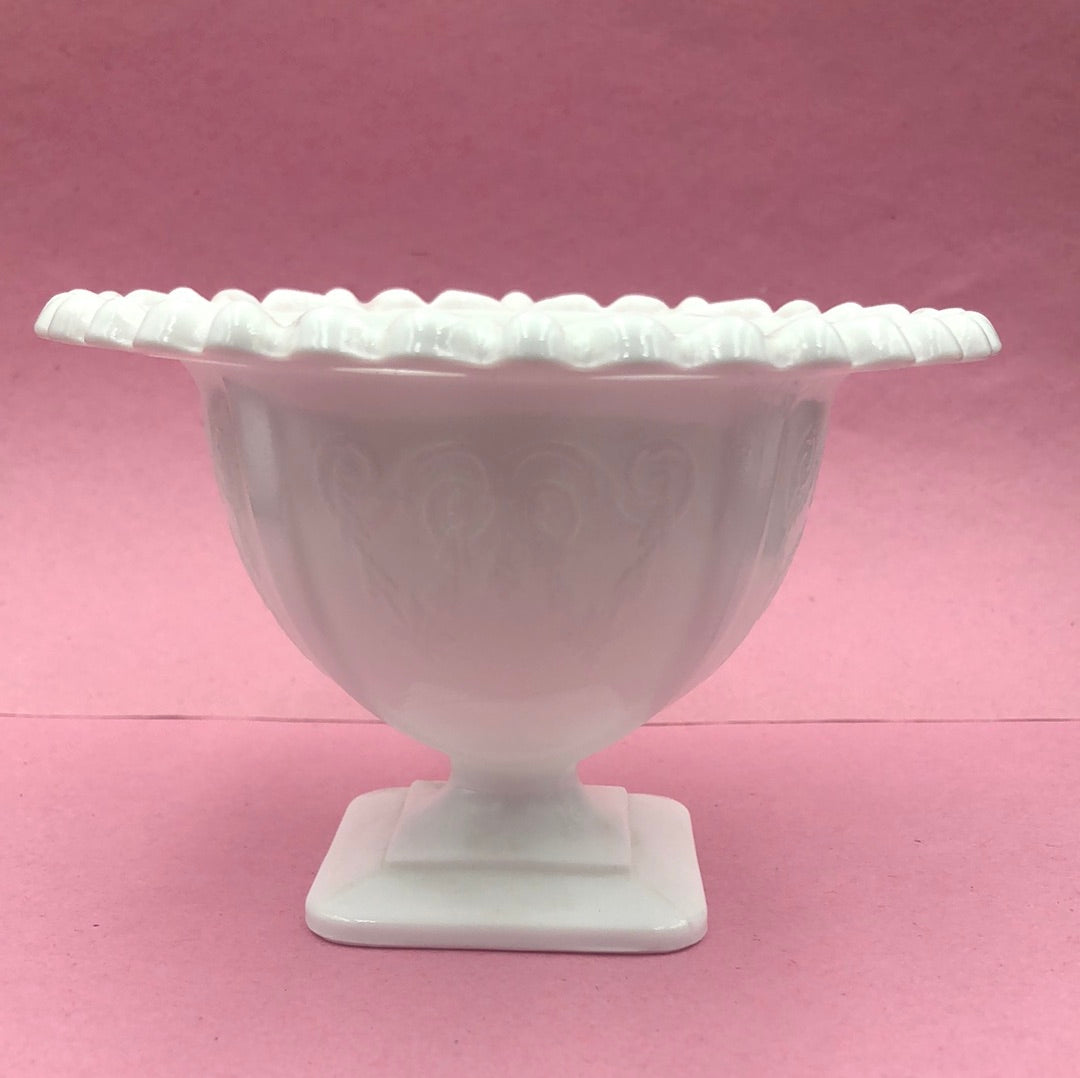 White Milk Glass Pedestal Bowl