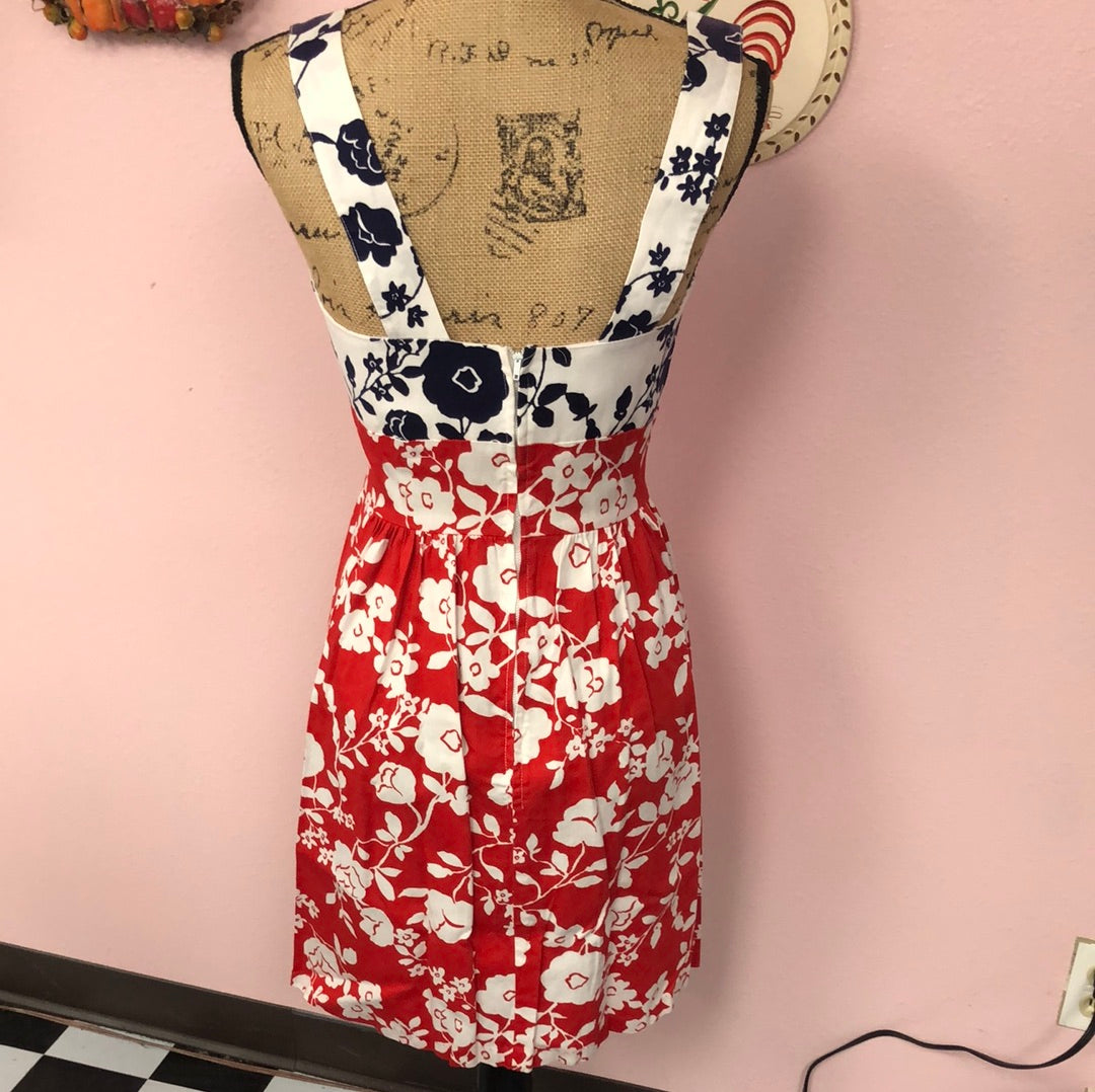 Red, White and Blue Floral Dress