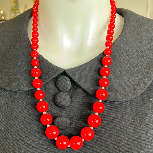 24” Red graduated bead necklace
