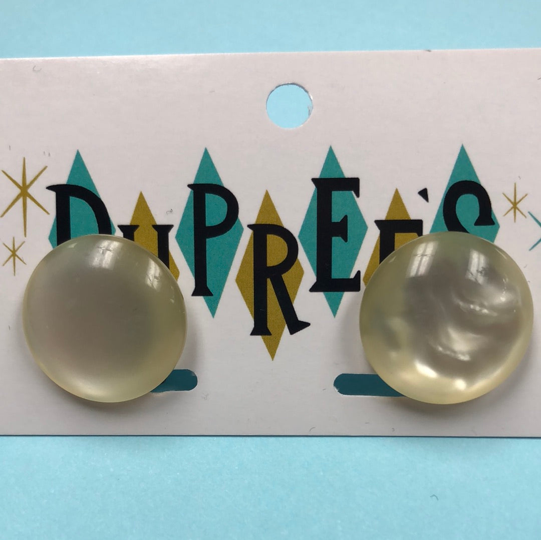 Light Yellow Pearly Clip On Earrings