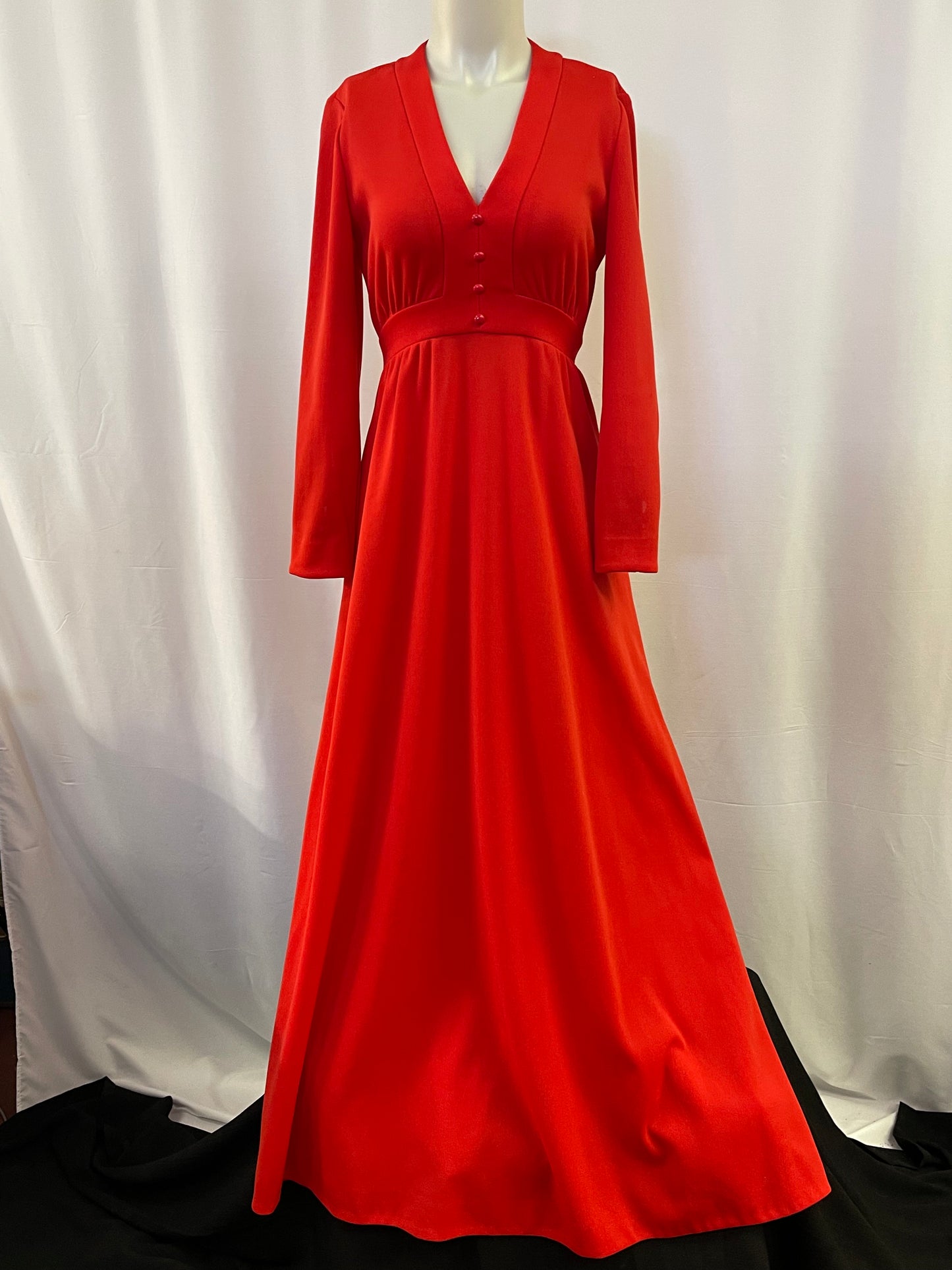 70s Tomato Red Maxi Dress